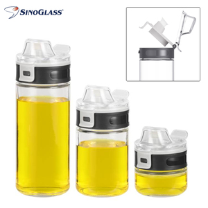 Dispensador de Aceite de Cocina de Vidrio con Tapa de Doble Bisagra y Etiquetas Impermeables Incluidas, Botellas de Vinagre de Vidrio Vacías en Venta - Product Image 1