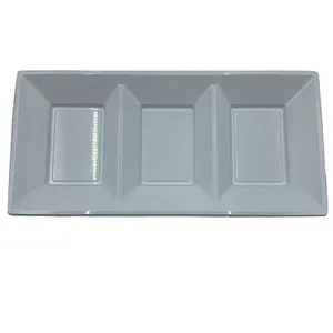 Made In China High-end 3 Grid Dining Plate Tableware White Disposable Plastic Dining Plate