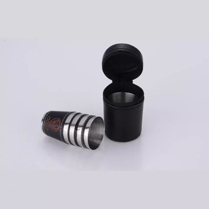 Stainless Steel Mini <b>Cup</b> <b>Set</b> 36x24x42mm Portable With Zippered Case For Outdoor Use - Product Image 1