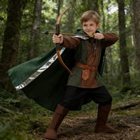 Ensemble de 8 pièces de costumes de chasseur médiéval et de chasseur de la Renaissance pour garçons avec cape Echo