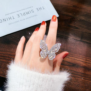Wholesale Fairy Sparkly Bling Bling <b>Open</b> <b>Rings</b> Zircon Butterfly Shaped <b>Rings</b> Wholesale for Women - Product Image 2