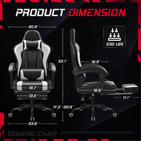 Chaise ergonomique de jeu de course à LED de massage Chaise de jeu d'ordinateur Silla Gamer en cuir Pu avec lumières et haut-parleurs