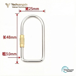 Stainless Steel Carabiner <b>Set</b> 4-Pack Oval Shape Screw Gate Locking Clip for Climbing Outdoor Use All Seasons - Product Image 3
