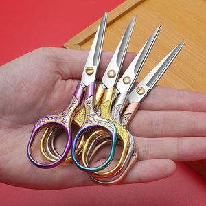 Chinese <b>Style</b> Plum Blossom Scissors Stainless Steel Small Tailoring Home Office Craft Tea Ceremony Sharp Straight <b>Head</b> Colored - Product Image 1