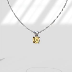 Cushion Fancy Yellow Lab Grown Diamond Pendant, Yellow Moissanite Pendant For Women, Bunny Ear Bale, Wedding/Anniversary <b>Gift</b> Pe - Product Image 3