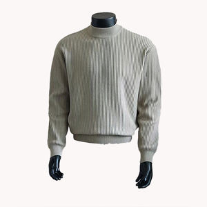 <b>Men's</b> White Striped <b>Mock</b> <b>Neck</b> <b>Sweater</b> Autumn Winter Lazy Style Regular Shoulder Knitwear 2026 New Arrival Minimalist <b>Sweater</b> - Product Image 6
