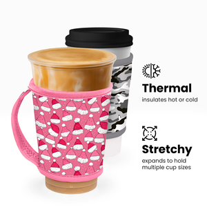 Funda de taza de café caliente reutilizable de neopreno aislado de diseño personalizado con asa - Product Image 3