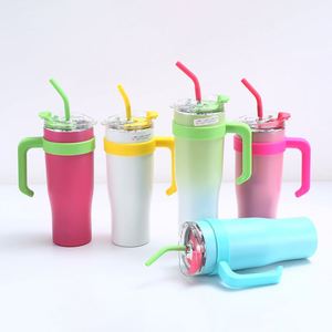 แก้วน้ำเก็บความเย็นขนาด 40 ออนซ์ รุ่น Car Ice Bully Handle Travel Mug พร้อมฝาปิด หลอดดูด กันลื่น รับผลิตแบบ ODM OEM และสกรีนโลโก้ตามสั่ง - Product Image 5