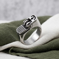 Bague en acier inoxydable créative gothique punk pour hommes, hip-hop, plaquée argent avec forme de briquet pour mariages et fiançailles