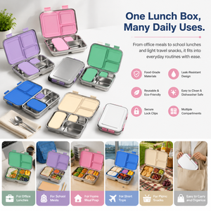 Boîte à lunch scolaire multi-couches en plastique Tritan et acier inoxydable, certifiée LFGB CPC, sans BPA, anti-fuite, de qualité alimentaire - Product Image 2