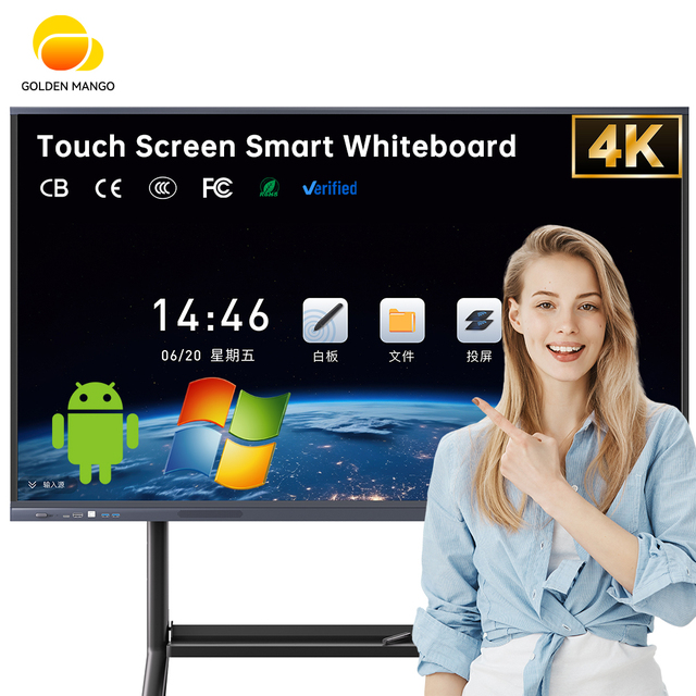 Dual-system 75 Inch 4K Interactive Display Digital Board Electronic Whiteboard All in One Smart Board for Wholesale