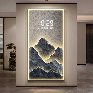 Hiện đại sang trọng <span class=keywords><strong>LED</strong></span> kỹ thuật số Đồng hồ cảnh quan pha lê sứ sơn tường sáng tạo trang trí nhà đồng hồ treo tường - Product Image 3