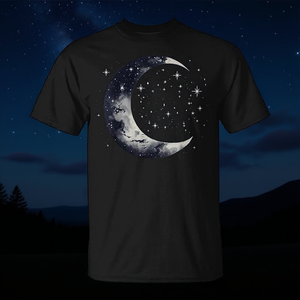 Camiseta gráfica estética con estampado de estrellas y luna, cielo nocturno, galaxia, unisex, para adultos, manga corta, cuello redondo, impresión digital - Product Image 3