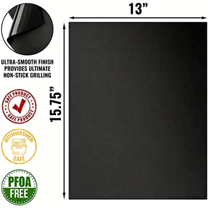 Tapis de cuisson pour barbecue en fibre de verre enduite de PTFE noir, épaisseur 0,1/0,2 mm, antiadhésif, compatible lave-vaisselle, écologique, 30x60 cm - Product Image 2