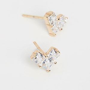 เครื่องประดับอัญมณีสีทอง Vermeil หิน CZ ต่างหูสตั๊ดรูปหัวใจอันเป็นที่รัก - Product Image 3