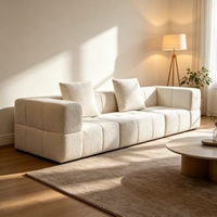 Canapé modulaire droit en mousse souple compressée sous vide, style Tofu Block, canapé compact pour petit appartement ou salon
