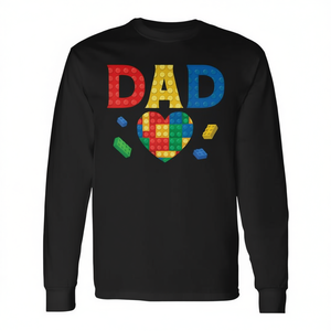 T-shirt à manches longues pour la fête des pères, Dad Lover Master Builder Building Bricks Blocks - Product Image 2