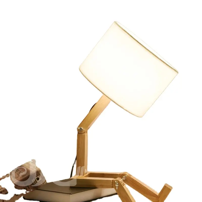 JJC Roboter form Holztisch lampe E27 Lampen fassung 110-240V Moderne Stoff kunst Holz Schreibtisch Tisch leuchte Salon Indoor Study Light