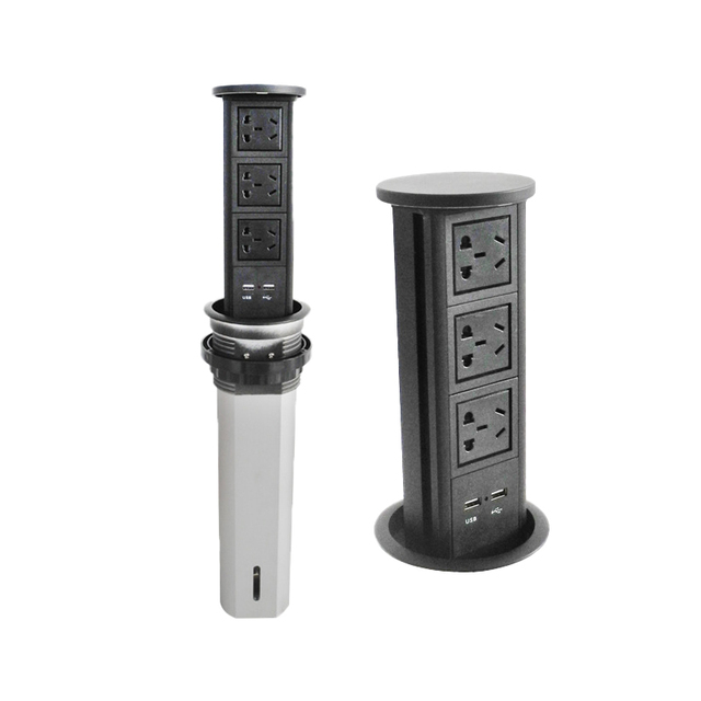 Waterproof Universal Power Motorized Hidden Intelligent Kitchen Pop up Vertical Usb Tower Socket with Top Wireless Charger