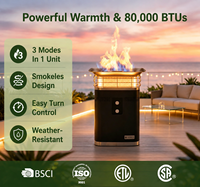 Brasero extérieur au propane, conception sans fumée, 3 modes de chauffage (80 000 BTU), chaleur enveloppante à 360 degrés, allumage électronique, surface froide au toucher