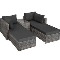 Tumbona Moderna de Ratán, Conjunto de Muebles de Sofá Cama Duradero para Exteriores, Cómoda Tumbona de Mimbre para Jardín y Patio