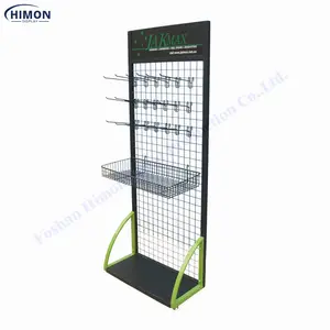 With Basket Floor Display Stand Metal Wire Mesh Retail Portable Displays Racks Wholesale