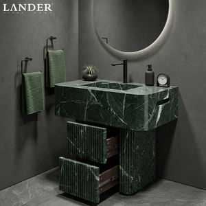 Lavabo de Mármol Verde Alpi Landerstone, Muebles de Baño con Piedra Natural, Lavabo de Mármol Verde - Product Image 2