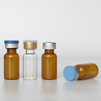 Flacons tubulaires en verre borosilicate transparent ambré avec bouchon et bouchons en caoutchouc