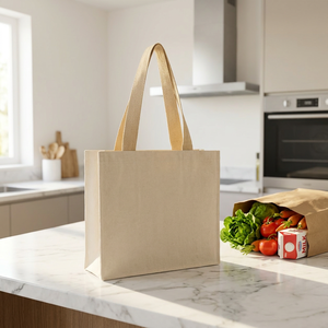 Eco-Friendly Custom <b>Large</b> Cotton <b>Canvas</b> Tote <b>Bag</b> with Zipper Closure Reusable Shoulder Handle for Daily Use Supermarket Shopping - Product Image 3