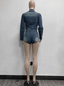 Femmes printemps vêtements 2024 nouvelle mode femmes Denim deux pièces ensembles <span class=keywords><strong>Petite</strong></span> 2 pièces court Jean veste ensemble - Product Image 5