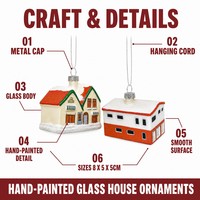 Maisons de village de Noël personnalisées en verre, ornements peints à la main, miniatures de chalets, décorations suspendues pour arbre, vente en gros