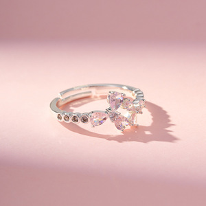 Flower Open <b>Ring</b> Adjustable Zircon Prong Setting For Index Finger Gift Jewelry - Product Image 4
