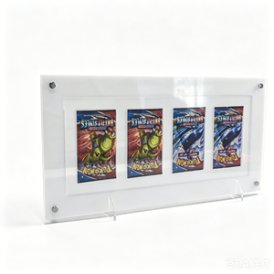 Clear Acrylic 4-Slot Card Display <b>Frame</b> Horizontal <b>Floating</b> Shelf with Magnetic Closure - Product Image 4