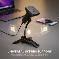 Escáner de Código de Barras Inalámbrico/Alámbrico Inteligente de Inducción, Doble Modo, con Sensor Automático y Soporte, Lector de Códigos QR para Punto de Venta