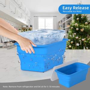 Moule à glaçons extra large 9.6 LB <span class=keywords><strong>Bac</strong></span> à glaçons en silicone avec couvercles <span class=keywords><strong>Bac</strong></span> à glaçons réutilisable et pliable <span class=keywords><strong>pour</strong></span> baignoire - Product Image 4