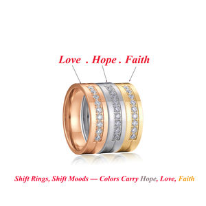 Anelli di Coppia Placcati in Oro 24k Tricolore, Anelli di Promessa per Donne, Moda Oro Rosa e Argento, Anello di Fidanzamento Femminile - Product Image 2