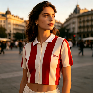 Cárdigan de Punto a Rayas de Dos Tonos, Estilo Retro Minimalista ODM, Bordado Personalizado con Logotipo de Marca, Tejido de Alta Calidad, Agradable al Tacto - Product Image 1