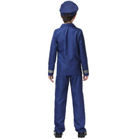 Uniforme de pilote pour enfants, Costume de capitaine de compagnie aérienne bleu foncé avec chapeau, boutons dorés, Costume professionnel pour jeu de rôle