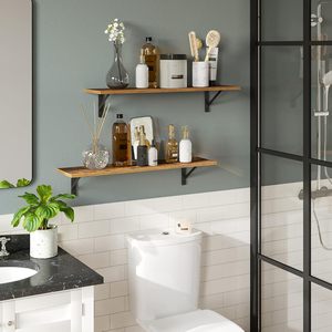 Kệ treo tường dài đặt 2 gờ lưu trữ tường với khung kim loại chắc chắn cho gia đình - Product Image 5