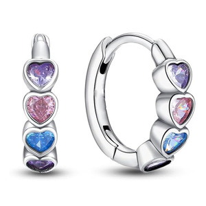Orecchini da donna a forma di cuore colorati con zirconi, gioielli alla moda per l'uso quotidiano - Product Image 1