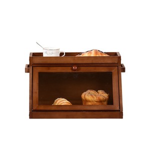 Boîte à pain double couche en bambou marron foncé avec couvercle rabattable pour la cuisine, idéale pour les pâtisseries et les desserts - Product Image 3