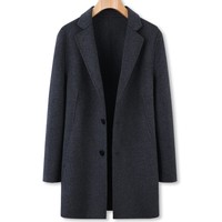 Mode 60% hommes laine manteau luxe Trench manteau grande taille simple boutonnage hiver Long manteau de laine pour hommes