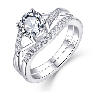 Bague de fiançailles classique de luxe en argent sterling 925 avec halo, plaquée rhodium, zircone cubique transparente - Product Image 2