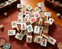 Meilleur Choix : Ensemble de Mahjong Américain en Acrylique à 4 Couches avec Motifs Décoratifs de Singe Tressé pour Fêtes à Domicile et Cadeau de Jeu de Table