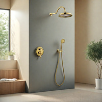 Ensemble de robinetterie de douche rétro européen en laiton, avec pommeau de pluie haute pression et contrôle chaud/froid, pour projets sanitaires hôteliers