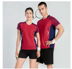 Spor erkekler ve kadınlar çift modelleri hızlı kuru giysiler özel açık spor koşu tişörtü badminton takım üniformaları