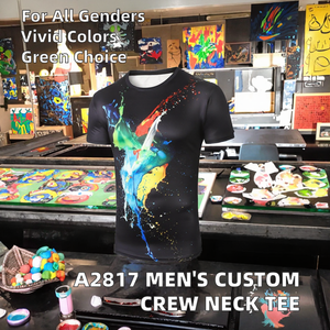 เสื้อยืดคอกลมผู้ชาย A2817 แบบพื้นฐาน สกรีนลายได้ตามสั่ง สีพื้น ผ้าทอเนื้อนุ่ม ไม่มีแบรนด์ - Product Image 2