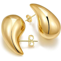 Boucles d'oreilles pendantes dorées massives 18 carats pour femmes, hypoallergéniques, en forme de goutte d'eau