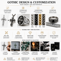 Pendientes de luna creciente de acero inoxidable 316L con PVD negro, filigrana ornamentada, gota de resina negra, joyería gótica llamativa OEM
