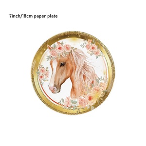 Kit de Décorations pour Fête Cheval et Poney pour Anniversaires d'Animaux de Compagnie, Incluant des Décorations de Gâteaux DIY et des Articles de Table Jetables - Product Image 2